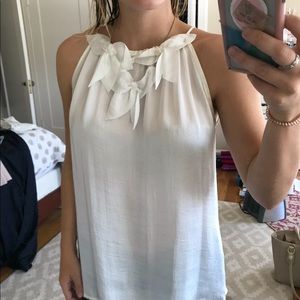 Silk high neck white tank